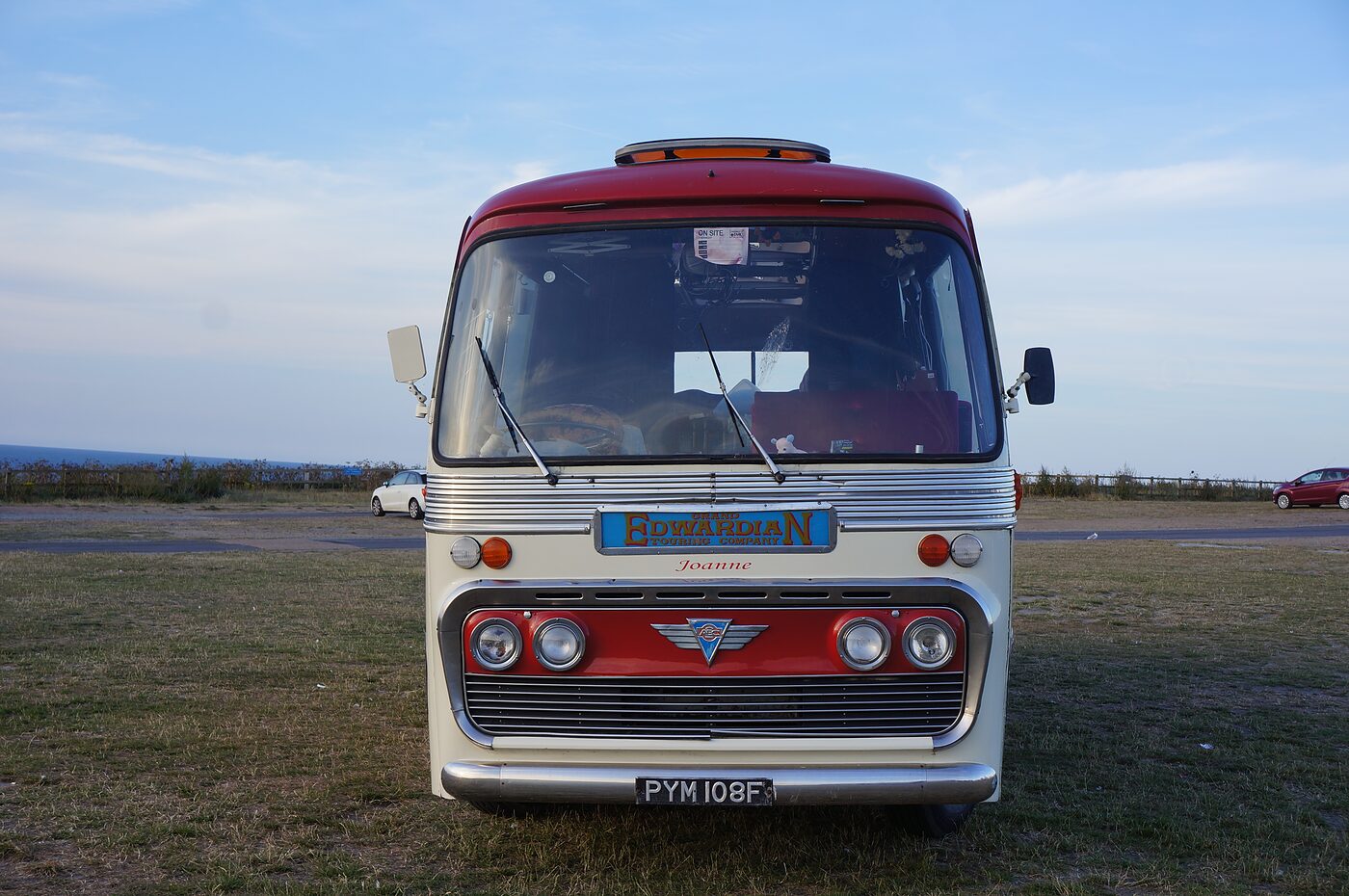 Front view of The Love Bus 1968 Plaxton Panorama