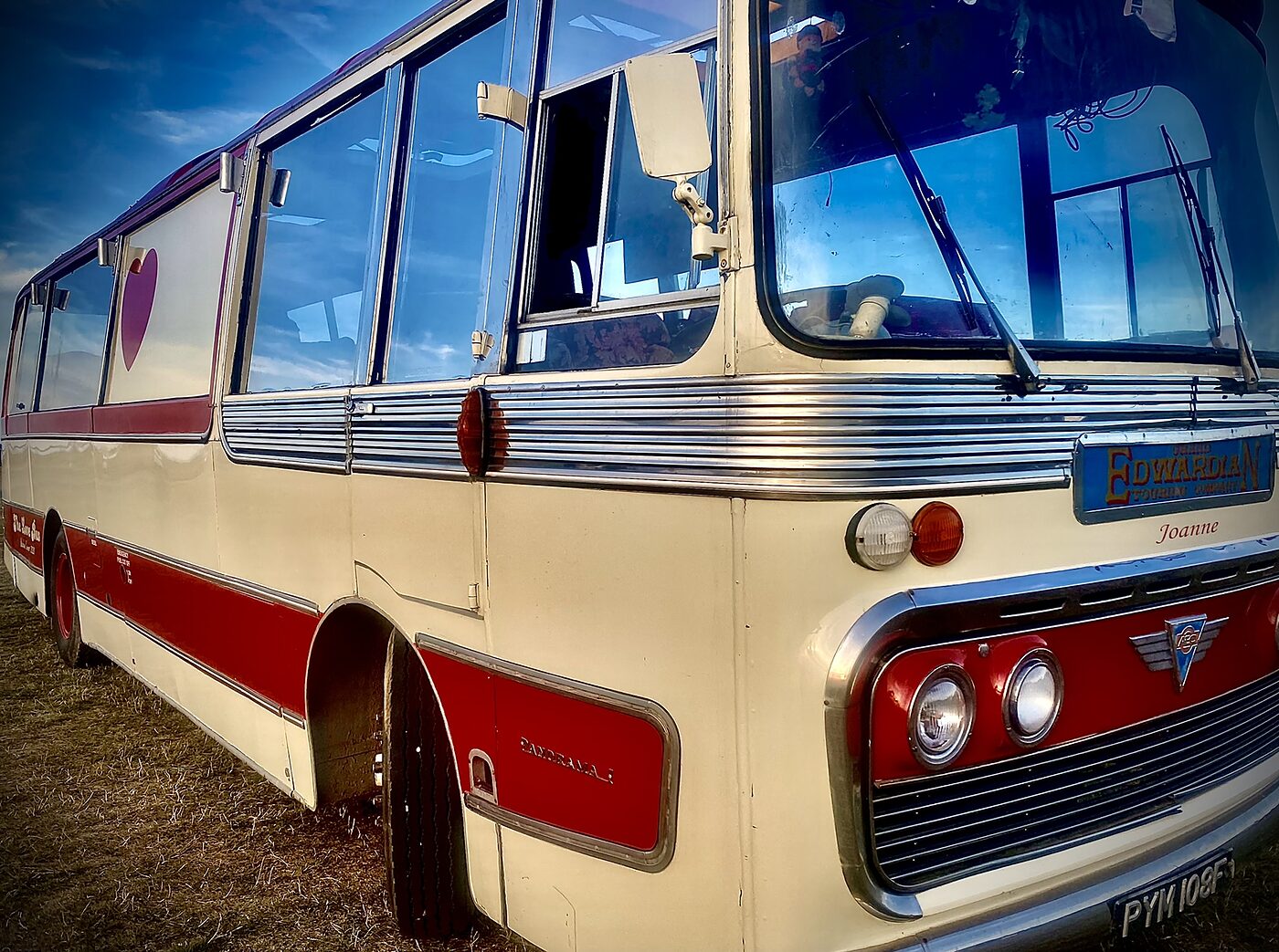 Front three quarter view of The Love Bus