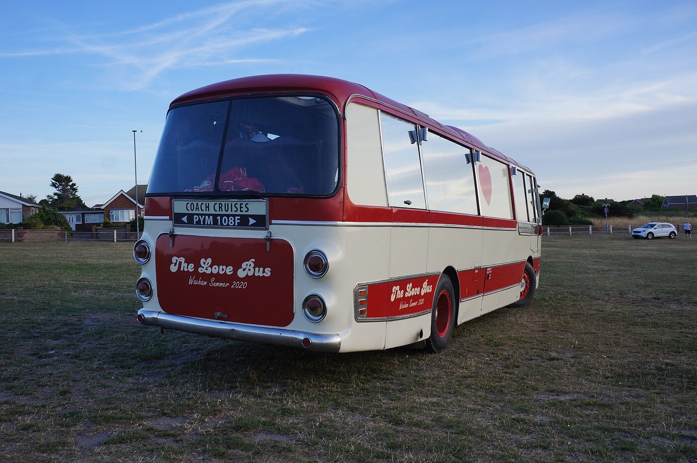 Rear three quarter view of The Love Bus