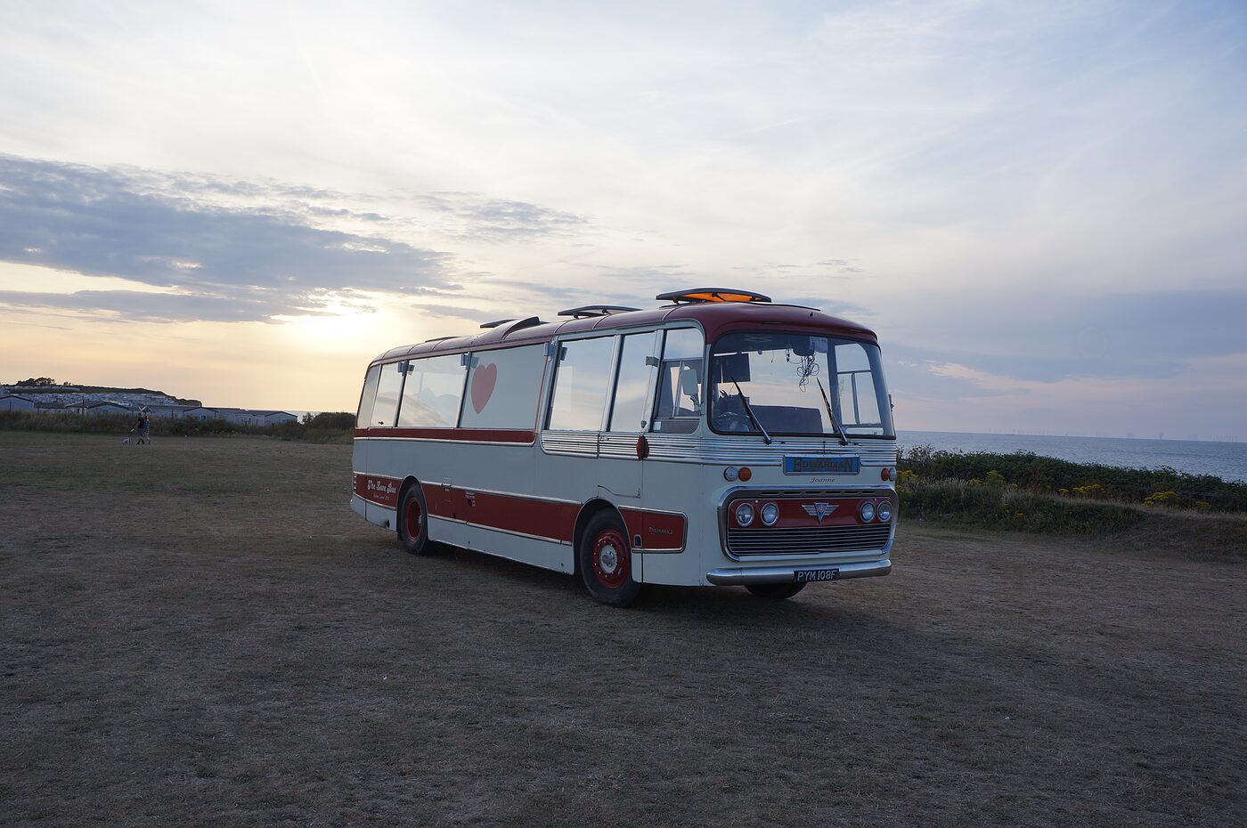 The Love Bus at sunset