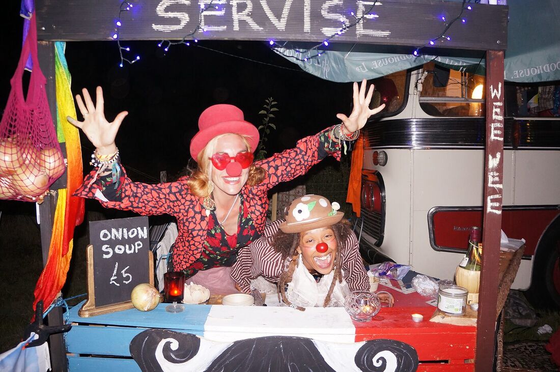 The cabaret service counter set up beside The Love Bus